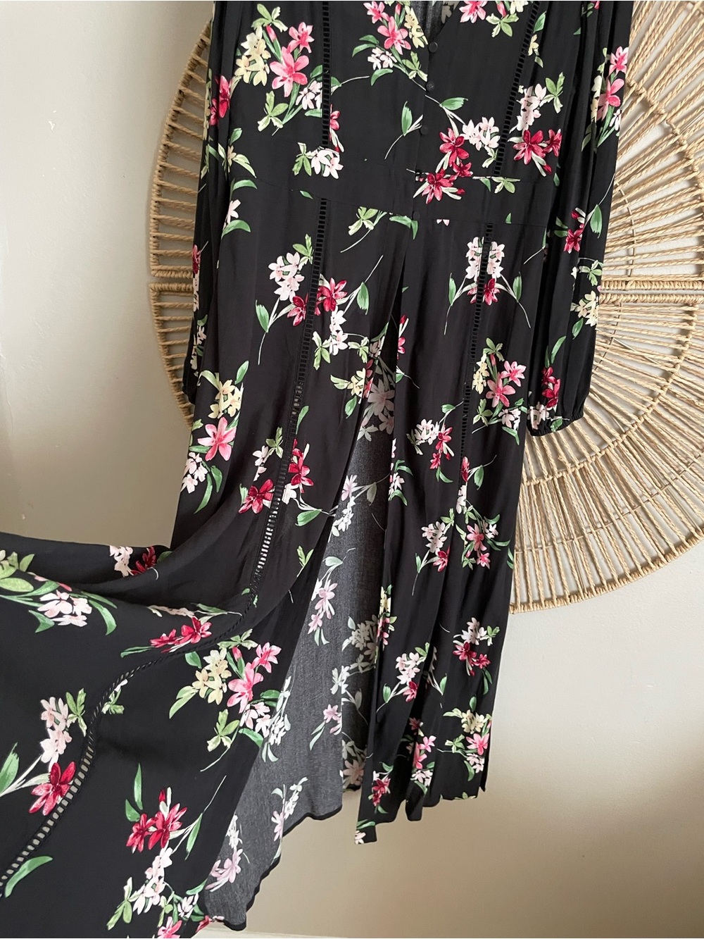 Lovestitch Floral V-Neck Maxi Duster Dress - Size L - Picture 3 of 8